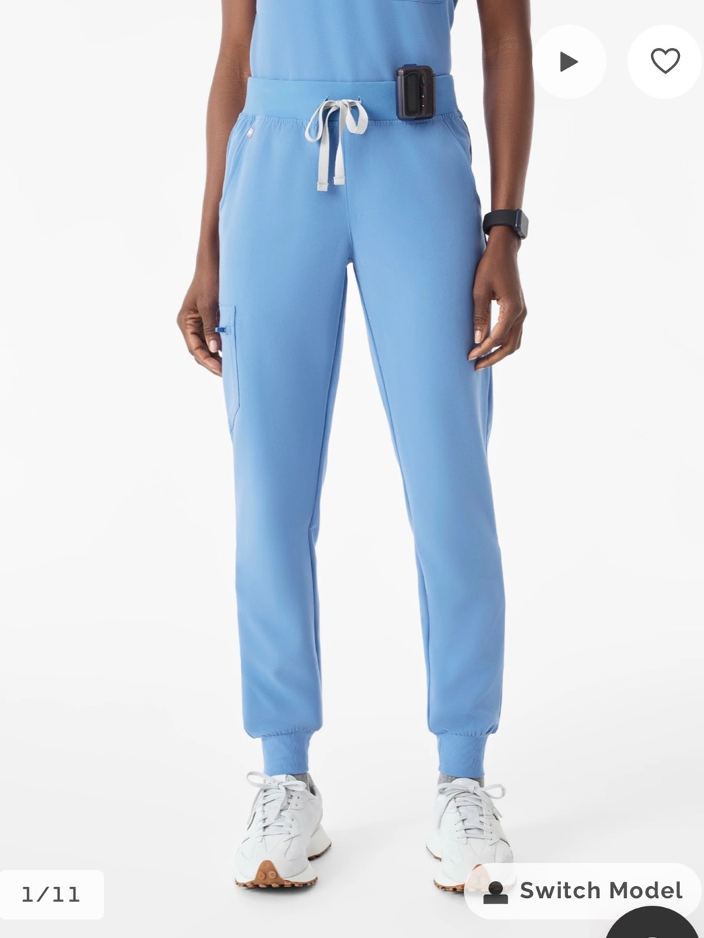 Figs ceil Blue high waisted Drawstring Jogger Pants and one pocket scrub top